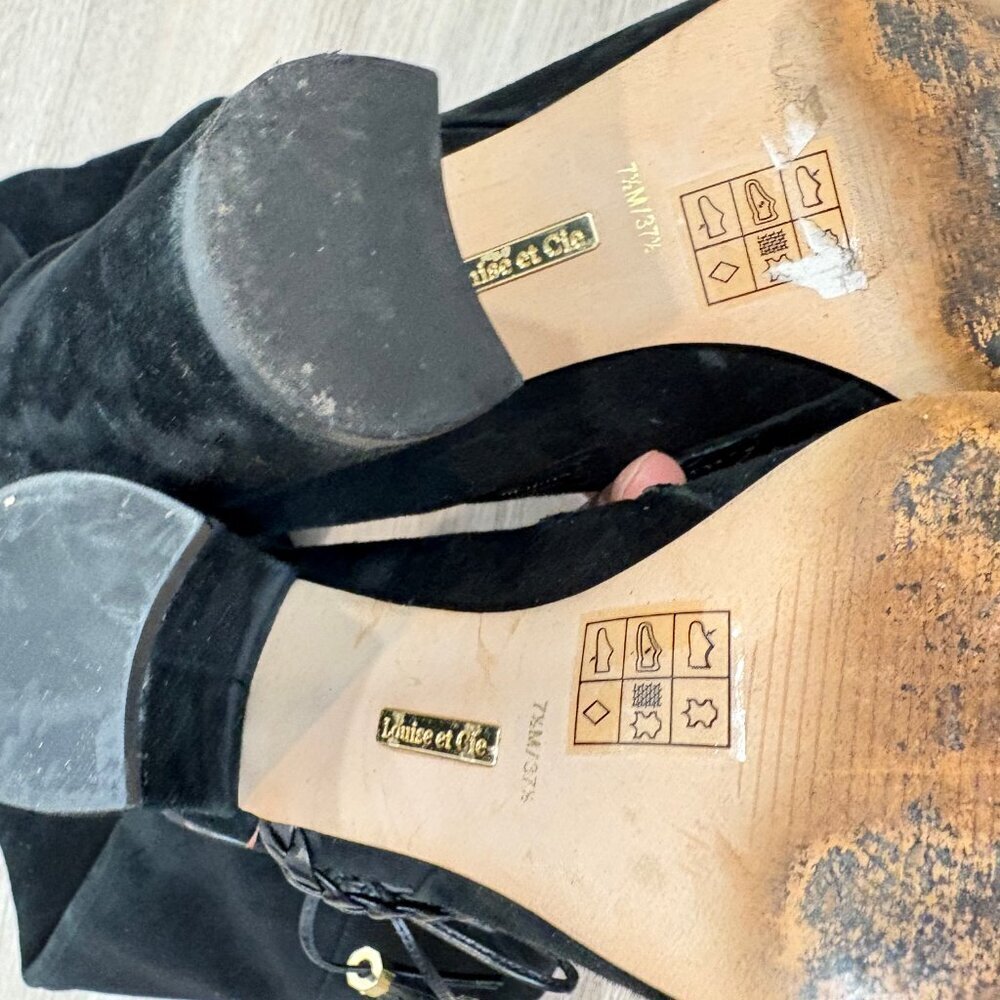 Louise et Cie Black Suede High Knee - Boots sz US 7.5 - Picture 9 of 11